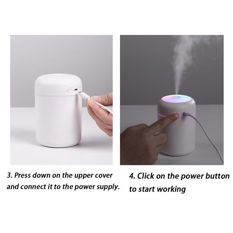 LED Light Air Humidifier, Mini Portable Essential Oil Diffuser, USB Powered Aromatherapy Humidifier for Home Office Use, Creative Night Light Air Humidifier for Bedside