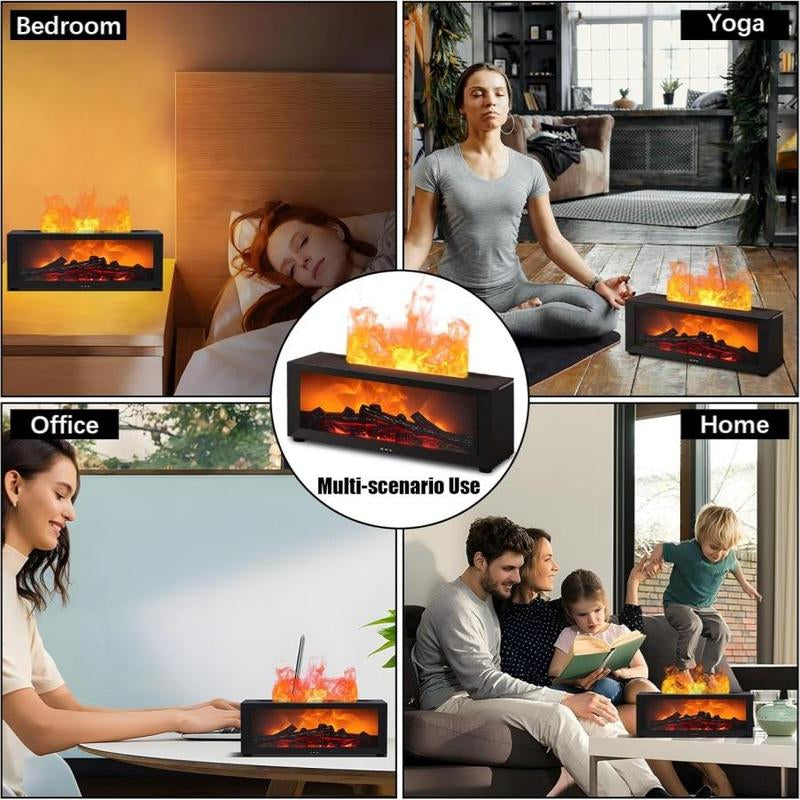 USB Powered Simulated Fireplace Aromatherapy Machine, Remote Control Adjustable Mist Humidifier, Desktop Air Humidifier for Home & Office