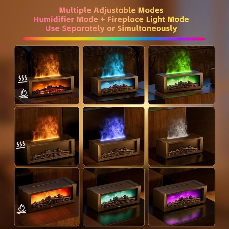 USB Powered Simulated Fireplace Aromatherapy Machine, Remote Control Adjustable Mist Humidifier, Desktop Air Humidifier for Home & Office